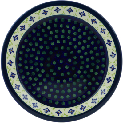 Polish Pottery Plate 11&quot; Green Gingham Peacock