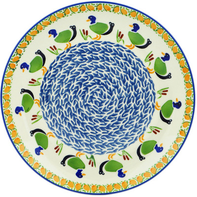Polish Pottery Plate 11&quot; Happy Ducklings UNIKAT