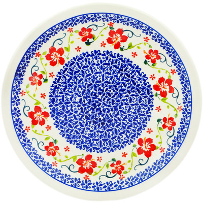 Polish Pottery Plate 11&quot; Hibiscus Halo