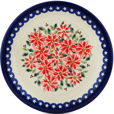 Polish Pottery Plate 11&quot; Holiday Poinsettias