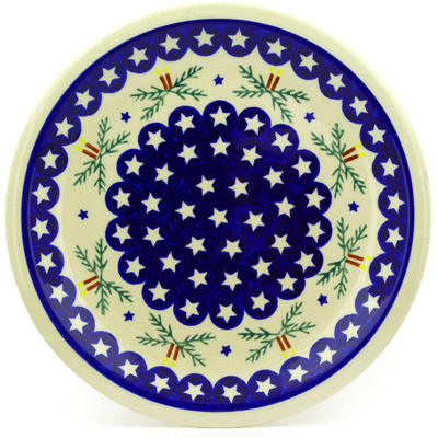 Polish Pottery Plate 11&quot; Holly Stars