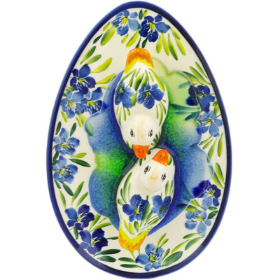 Polish Pottery Plate 11&quot; In The Blue Pond UNIKAT
