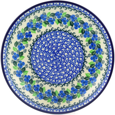 Polish Pottery Plate 11&quot; Lime Flower