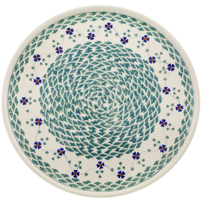 Polish Pottery Plate 11&quot; Lucky Blue Clover