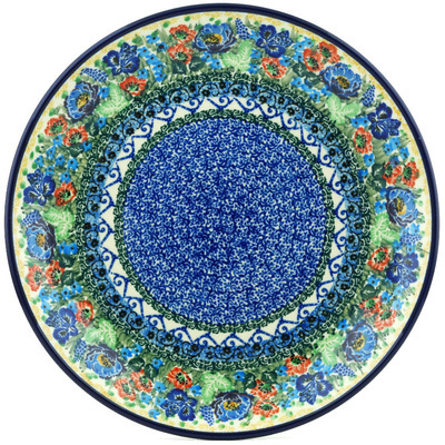 Polish Pottery Plate 11&quot; Lupines And Roses UNIKAT