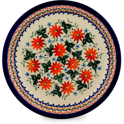 Polish Pottery Plate 11&quot; Mexican Flame UNIKAT