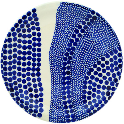 Polish Pottery Plate 11&quot; Modern Cobalt
