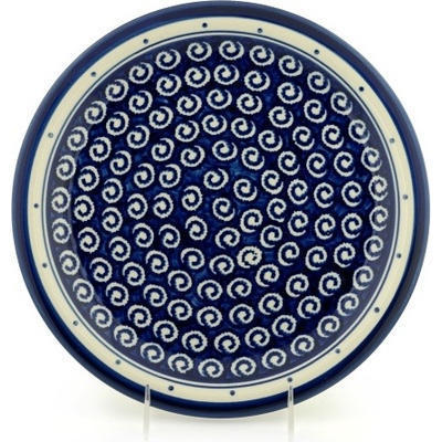 Polish Pottery Plate 11&quot; Ocean Swirl