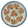 Polish Pottery Plate 11&quot; Peach Tudor Rose