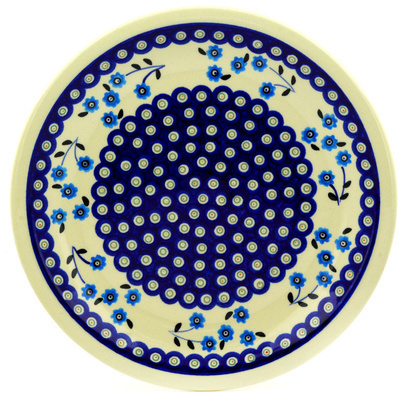 Polish Pottery Plate 11&quot; Peacock Poppies
