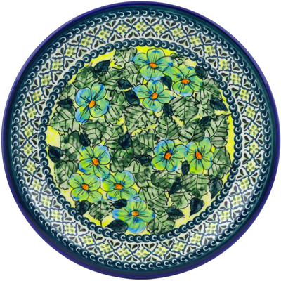 Polish Pottery Plate 11&quot; Peek-a-blue UNIKAT