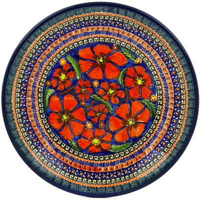 Polish Pottery Plate 11&quot; Poppies UNIKAT