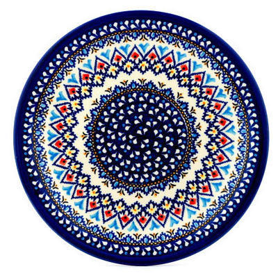 Polish Pottery Plate 11&quot; Poppy Kaleidoscope UNIKAT