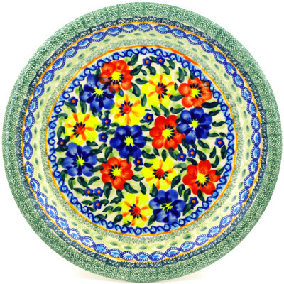 Polish Pottery Plate 11&quot; Primary Poppies UNIKAT