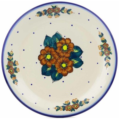 Polish Pottery Plate 11&quot; Red Bouquet