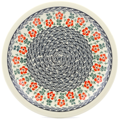 Polish Pottery Plate 11&quot; Red Poppy Wreath