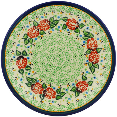 Polish Pottery Plate 11&quot; Red Roses