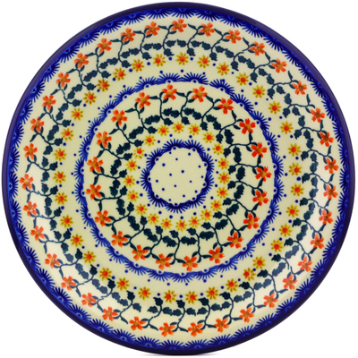 Polish Pottery Plate 11&quot; Red Sunflower