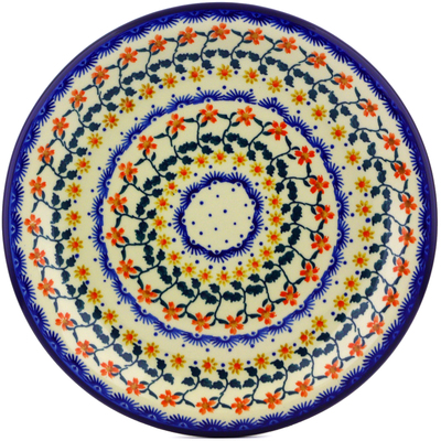 Polish Pottery Plate 11" Red Sunflower