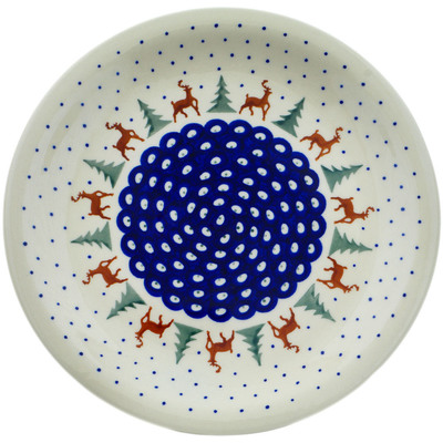 Polish Pottery Plate 11&quot; Reindeer Pines