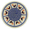 Polish Pottery Plate 11&quot; Rooster Parade