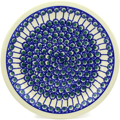 Polish Pottery Plate 11" Royal Blue Peacock