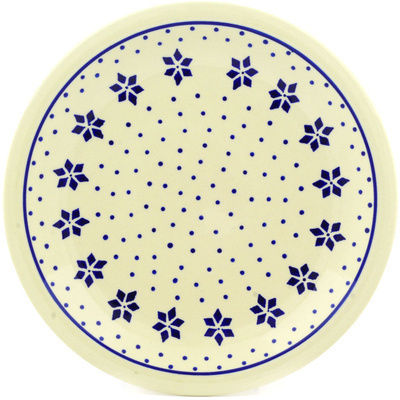 Polish Pottery Plate 11&quot; Snowflake Polka Dot