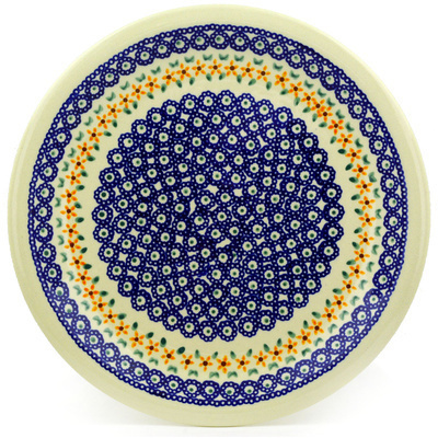 Polish Pottery Plate 11" Starflower Peacock