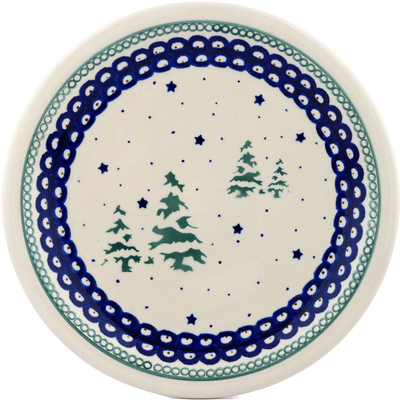 Polish Pottery Plate 11&quot; Starlit Winter Forest