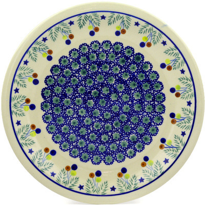 Polish Pottery Plate 11&quot; Stars And Holly Berries