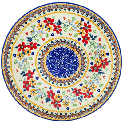 Polish Pottery Plate 11&quot; Summer Bouquet UNIKAT