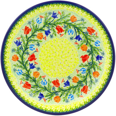 Polish Pottery Plate 11&quot; Sunshine Tulips UNIKAT