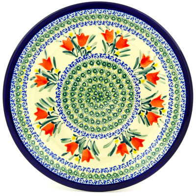 Polish Pottery Plate 11&quot; Tulip Twins UNIKAT