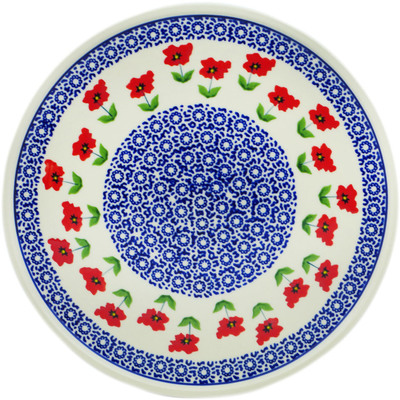 Polish Pottery Plate 11&quot; Wind-blown Poppies