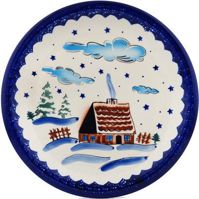 Polish Pottery Plate 11&quot; Winter Chalet