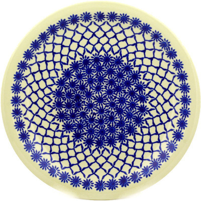 Polish Pottery Plate 11&quot; Woven Blue Astrids