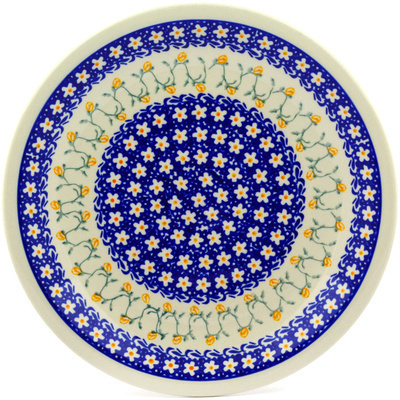 Polish Pottery Plate 11&quot; Yellow Rose