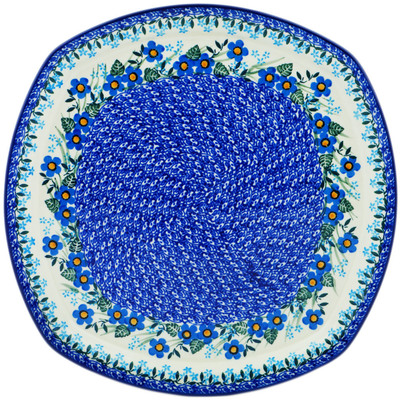 Polish Pottery Plate 12&quot; Blue Joy