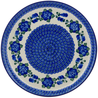 Polish Pottery Plate 12&quot; Blue Poppies