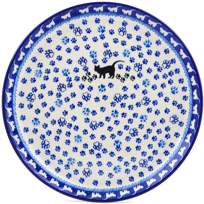 Polish Pottery Plate 12&quot; Boo Boo Kitty Paws
