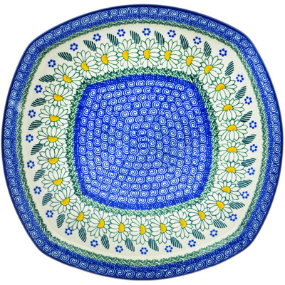 Polish Pottery Plate 12&quot; Crazy Daisy