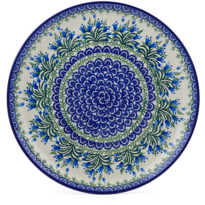 Polish Pottery Plate 12&quot; Feathery Bluebells