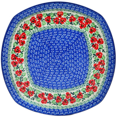 Polish Pottery Plate 12&quot; Red Pansy