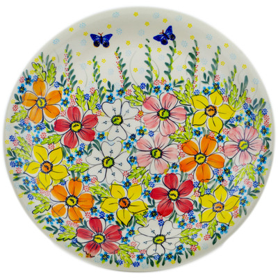 Polish Pottery Plate 12&quot; Retro Garden UNIKAT