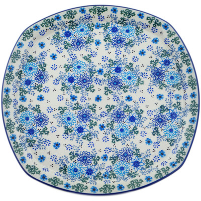 Polish Pottery Plate 12&quot; Soft Starry Flowers UNIKAT