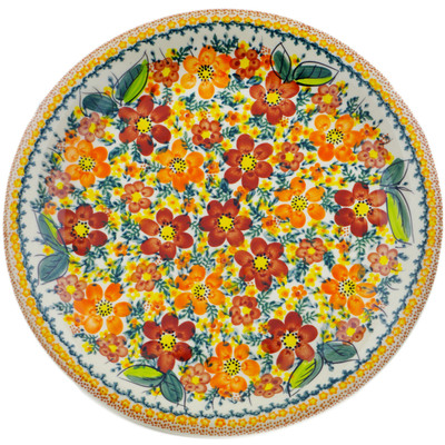 Polish Pottery Plate 12&quot; Sunset Meadow UNIKAT
