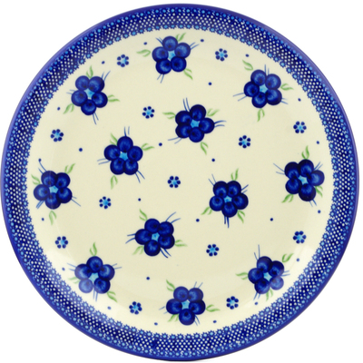 Polish Pottery Plate 13&quot; Bleu-belle Fleur