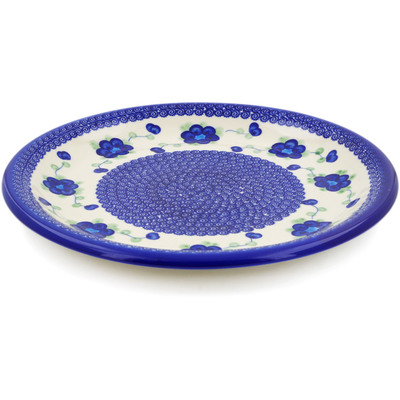 Polish Pottery Plate 13&quot; Blue Poppies
