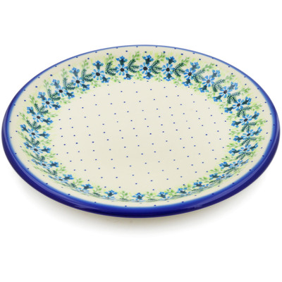 Polish Pottery Plate 13&quot; Blue Wreath