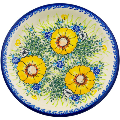Polish Pottery Plate 13&quot; Bright Blooms UNIKAT